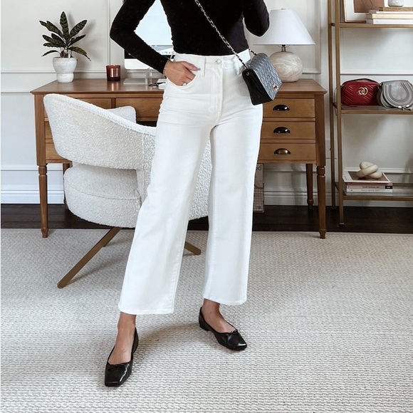 Mango Wide Leg White Jeans [6] - Picture 1 of 3